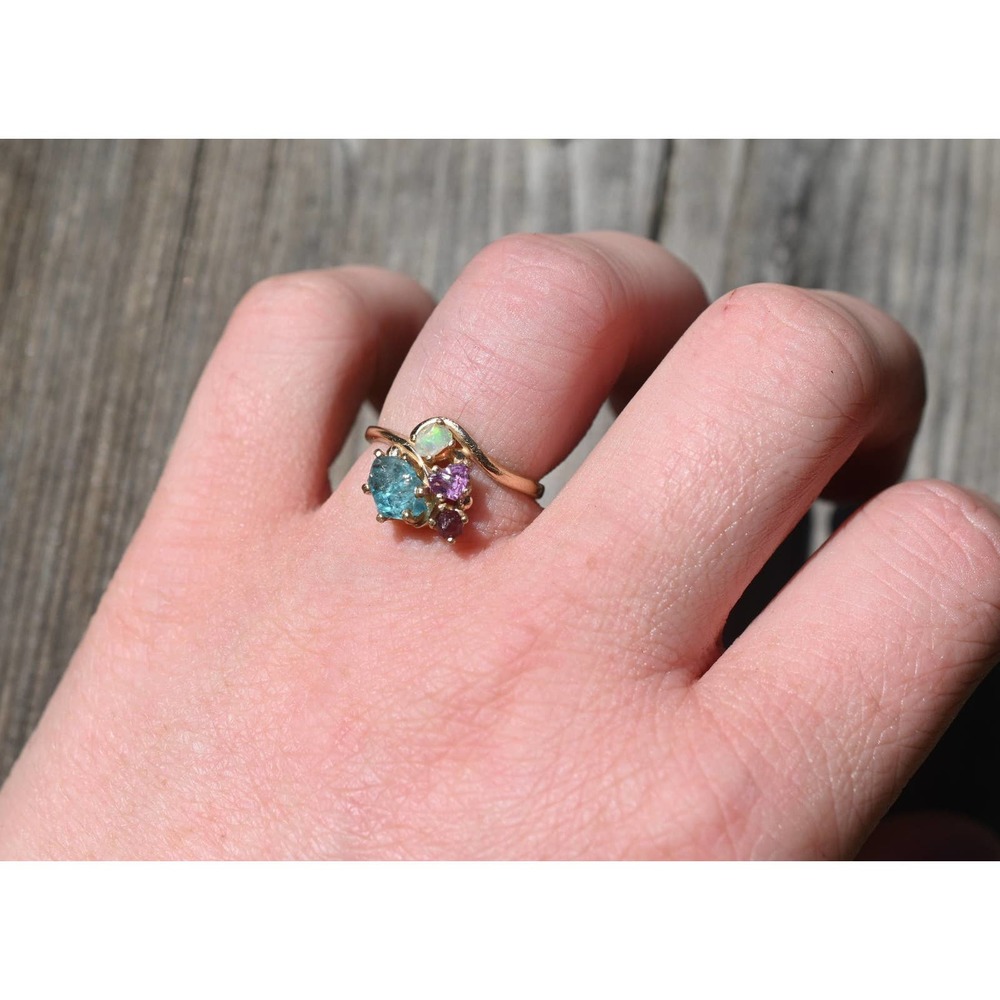 Engagement ring Aquamarine opal alexandrite garnet alternative engagemen…